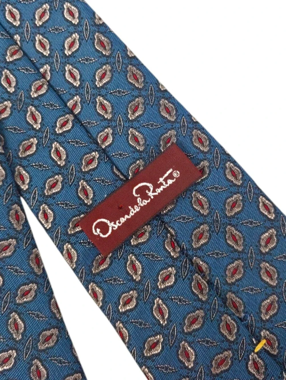 Oscar de la Renta Men’s Blue Geometric Pattern Silk Tie